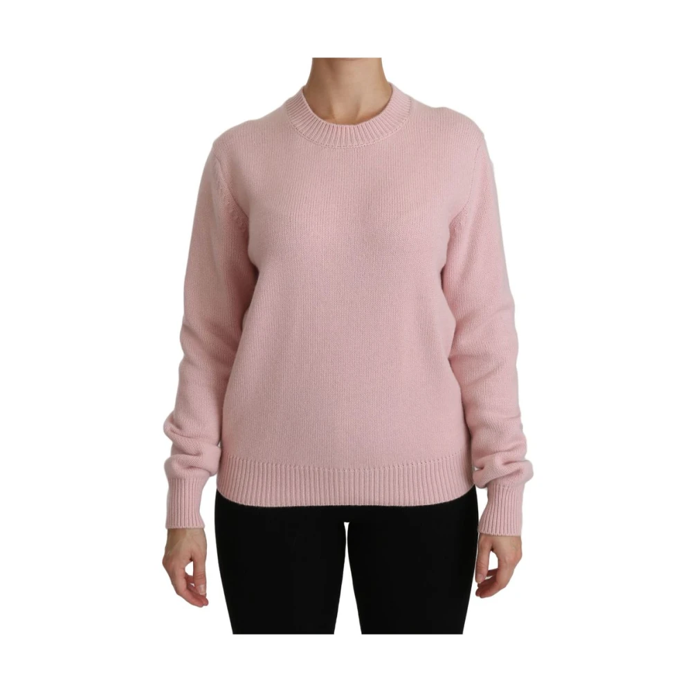 Dolce & Gabbana Women's Pink Cashmere Knitwear, Xs, Crew Neck Pullover Top