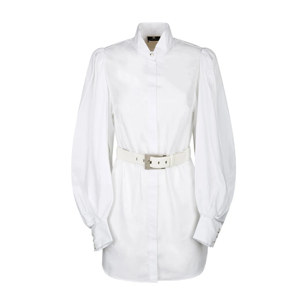 Elisabetta Franchi Witte Overhemd Mini Jurk White Dames