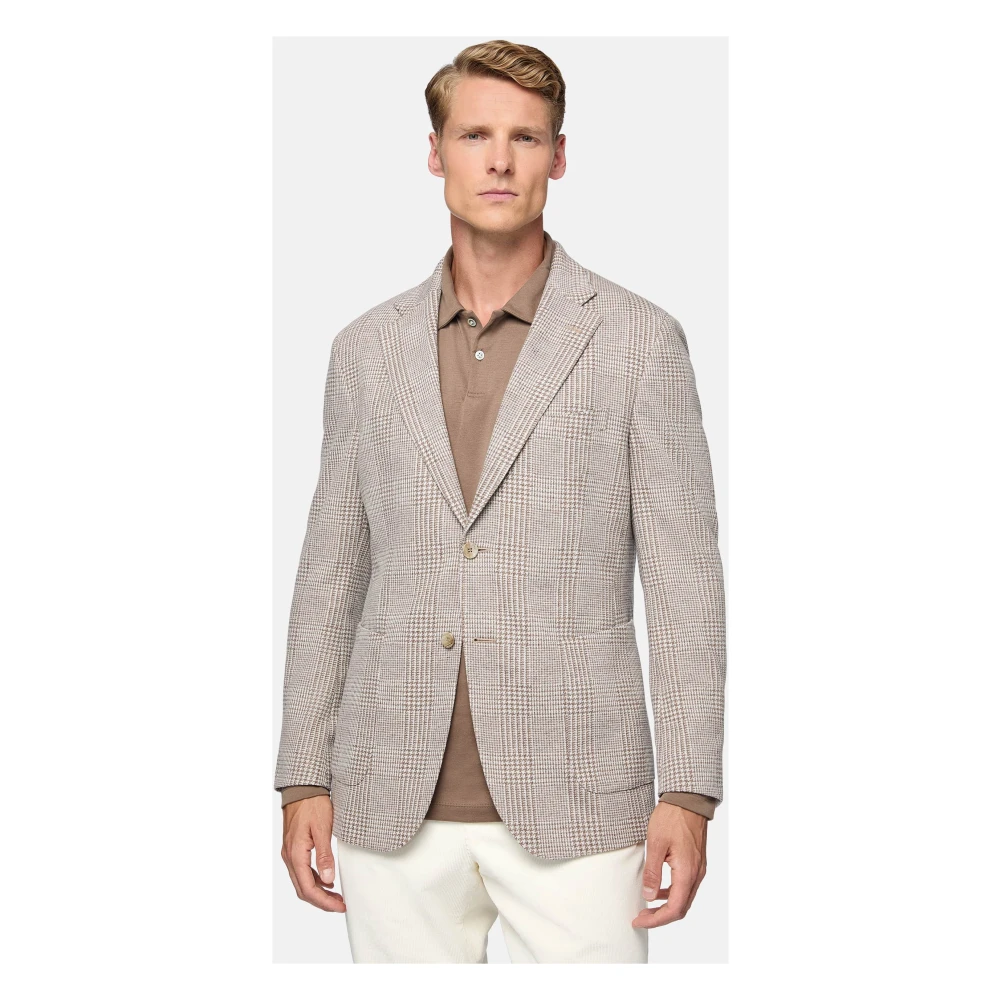 Boggi Milano Prince of Wales Check Jas Beige Heren