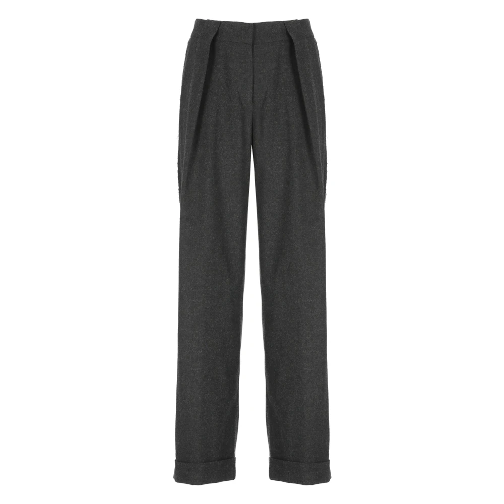 Antonelli Firenze Grijze Wollen Broek met Zakken Gray Dames