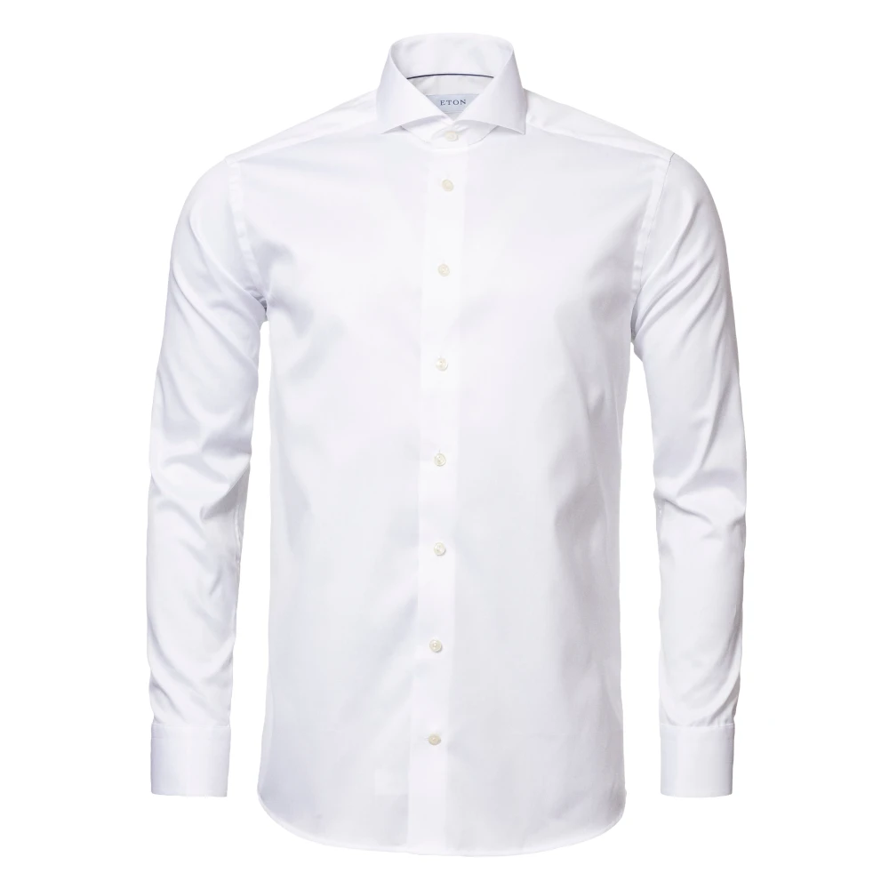 Eton Vit Signature Twill Skjorta - Extreme Cut Away White, Herr