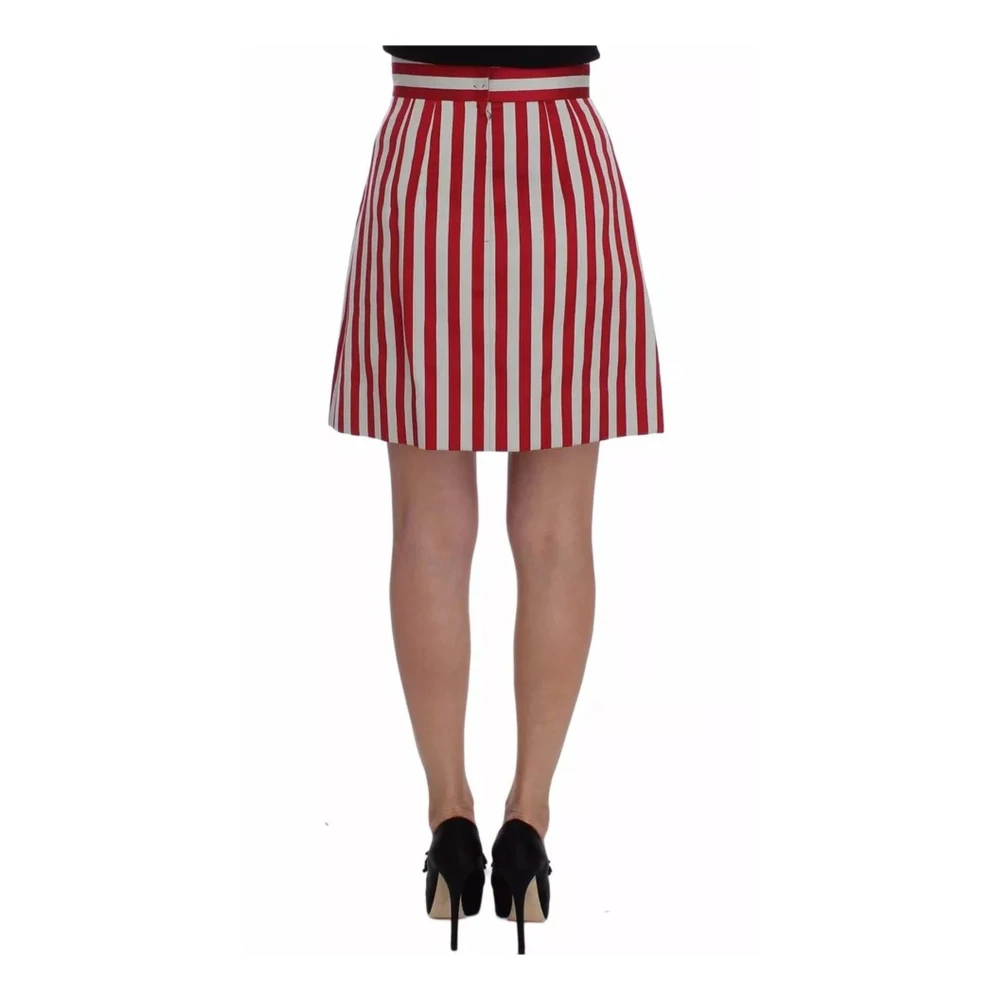 Dolce & Gabbana Zilver Rood Gestreepte A-Lijn Rok Red Dames