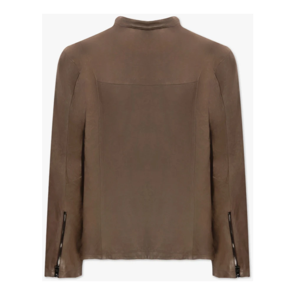 Giorgio Brato Geborstelde Zip Racer Jack in Box-Taupe Beige Heren