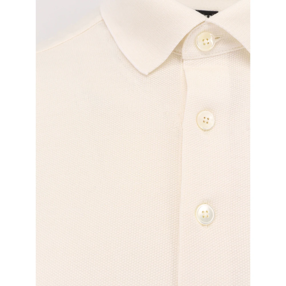 Ermenegildo Zegna Katoen Zijde Polo Shirt Korte Mouw White Heren