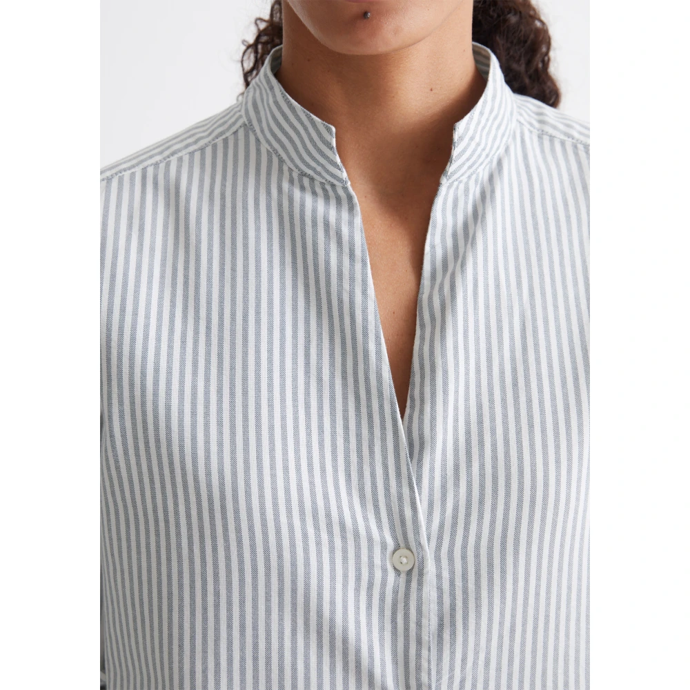 Marc O'Polo Gestreepte blouse met opstaande kraag Blue Dames