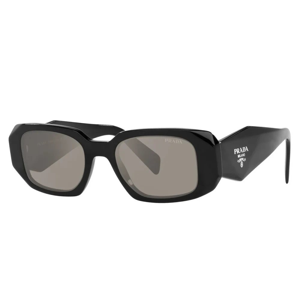 Prada Women's Black Sunglasses, 49 Mm, Rectangular Sunglasses With Grey Lenses