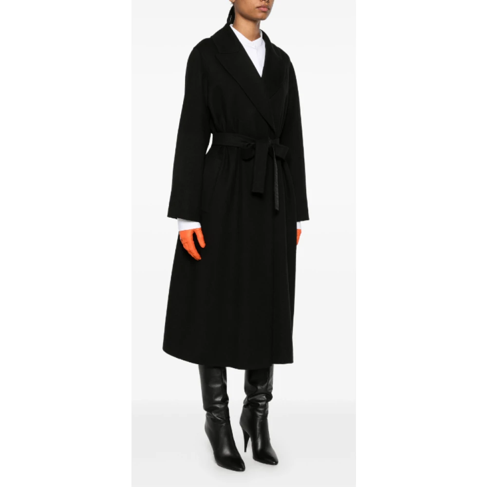 Fendi Zwarte Wollen Blend Ceintuurjas Black Dames