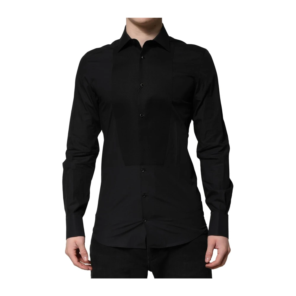 Dolce & Gabbana Men's Black Formal Shirts, M, Gold Formal Dress Shirt