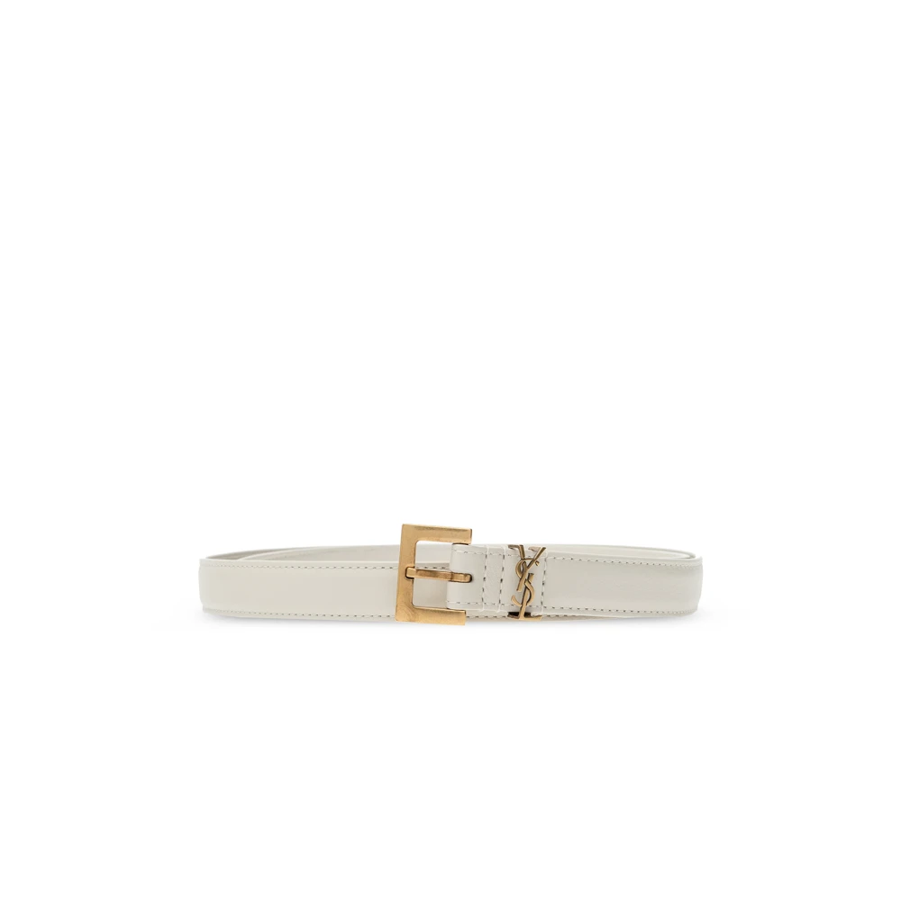 Saint Laurent Riem met logo Beige Dames