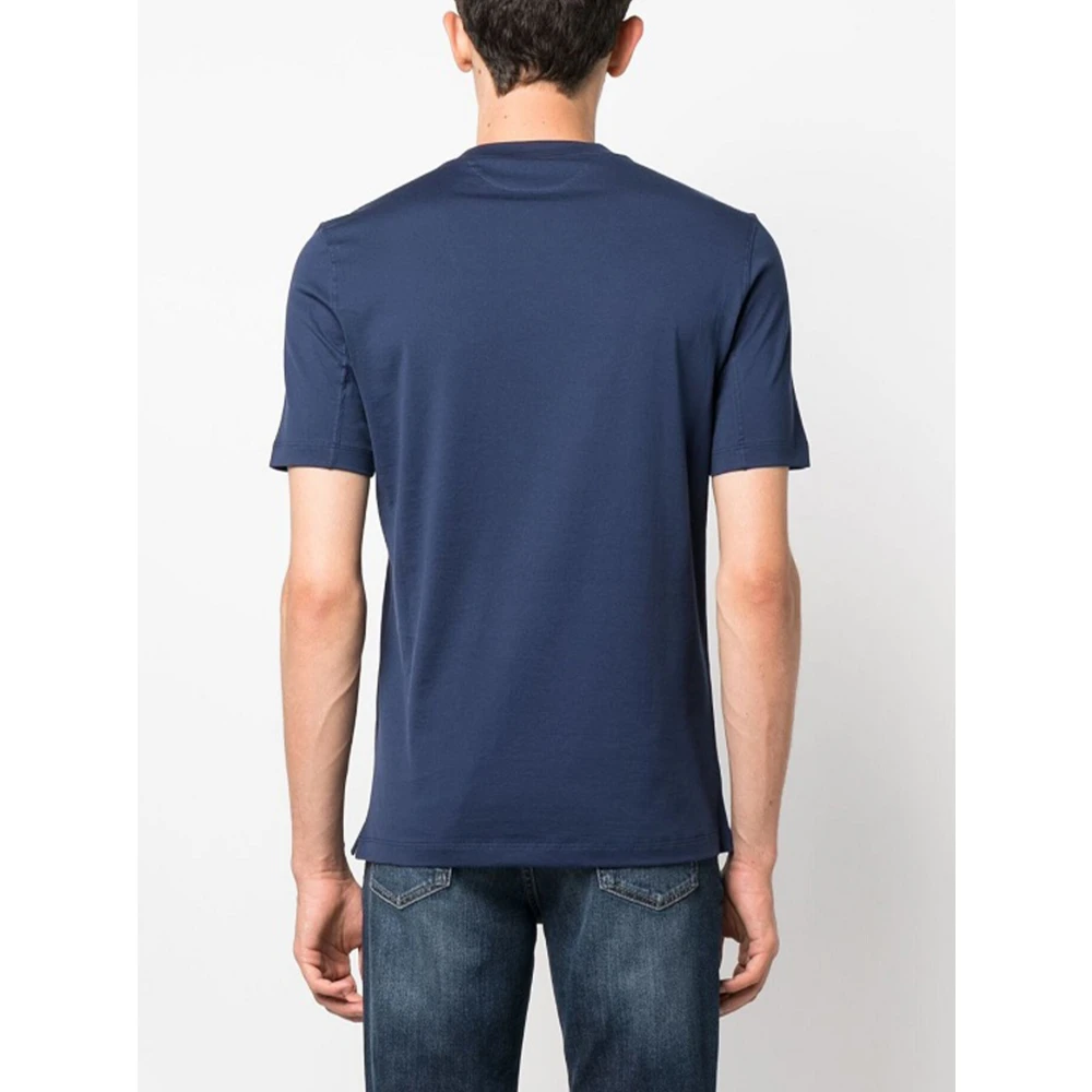 BRUNELLO CUCINELLI Heren Katoenen T-shirt Slim Fit Blue Heren