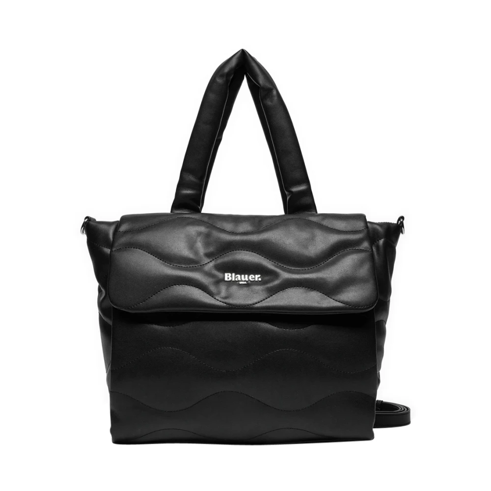 Blauer Elegante Zwarte Shopper Tas Black Dames