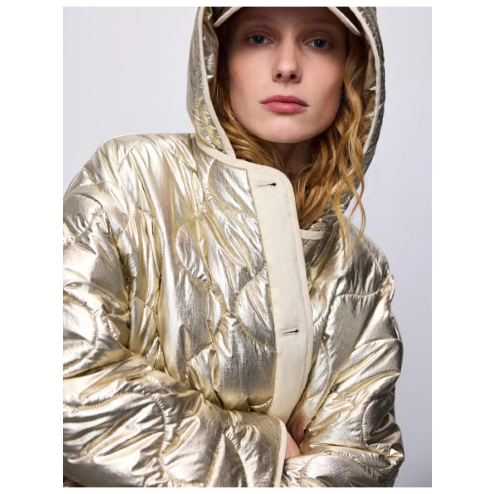 Summum Woman Metallic Gewatteerde Jas Gray Dames
