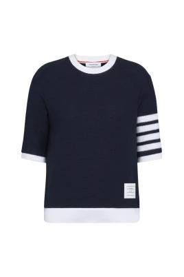 Textured Cotton Pique 4-Bar Tee