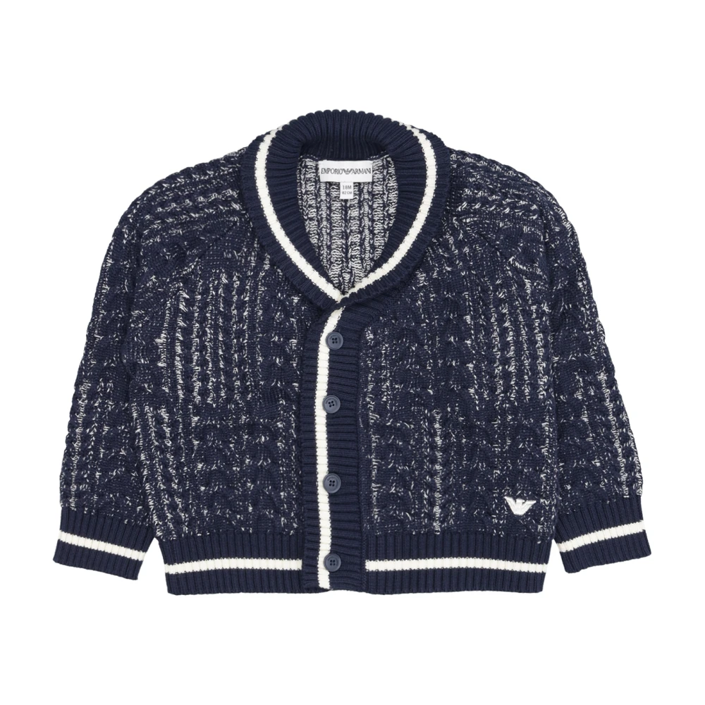Emporio Armani Jongens Blauw E Gebreide Trui Met Shawl Kraag