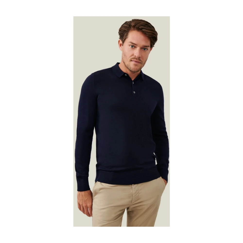 Cavallaro Merino Polo LS Donkerblauw Blue Heren