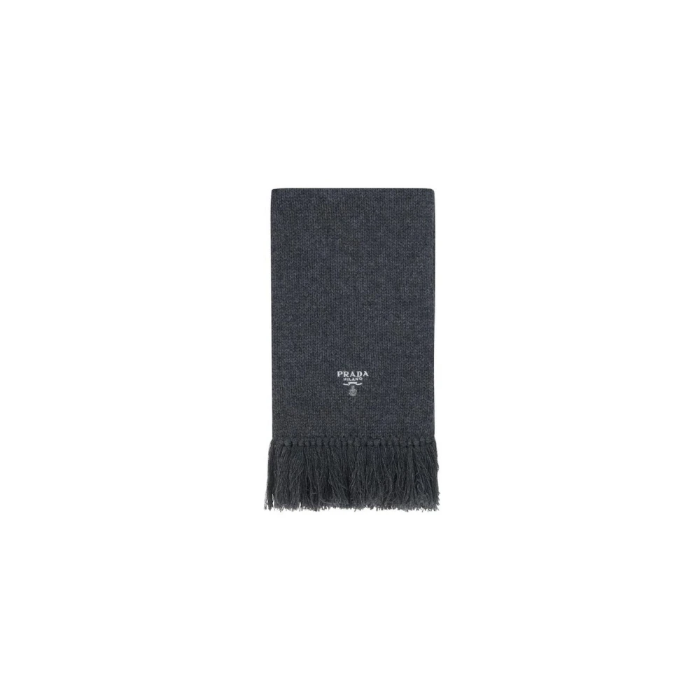 Prada Men's Gray Winter Scarves, One Size, Luxurious Cashmere Scarf