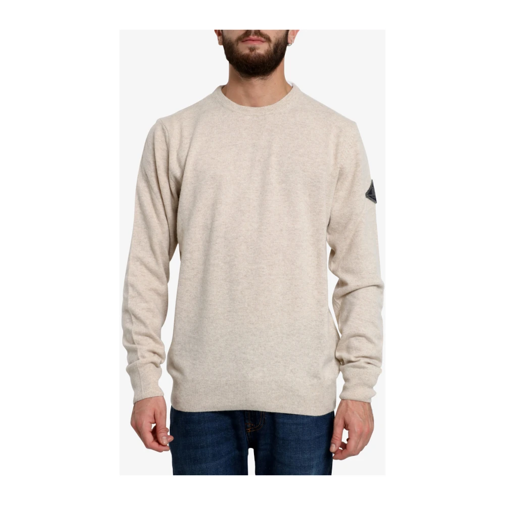 Roy Roger's Kasjmiermix Trui Met Ronde Hals Beige Heren