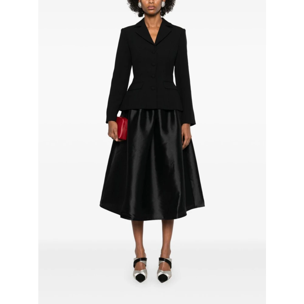 Self Portrait Zwarte Jurk met Knopen en Zakken Black Dames