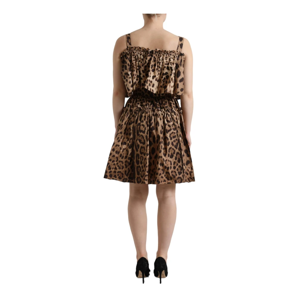 Dolce & Gabbana Leopard Print A-Lijn Jurk Brown Dames