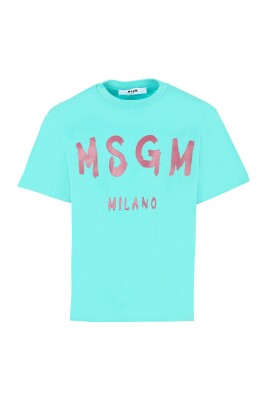 t-shirt-en-coton-turquoise-a-manches-courtes