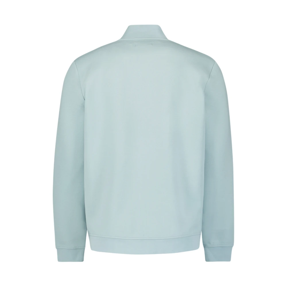 No Excess Pique Bomber Full Zip Sweater Blue Heren