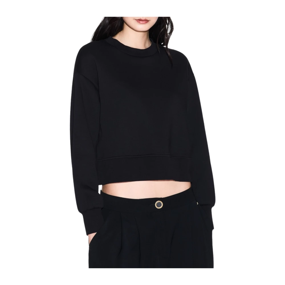 Armani Exchange Donna Nero Felpa Stretch In Cotone Accoppiato