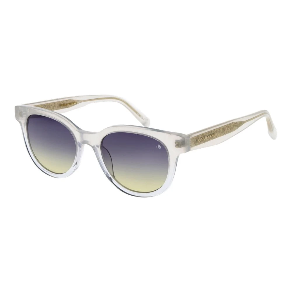 Scotch & Soda Women's Beige Sunglasses, One Size, Grey Round Sunglasses With Yellow Gradient Lenses
