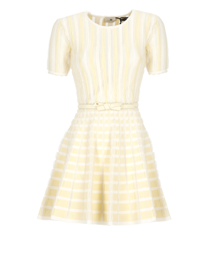 yellow-viscose-dress-with-crew-neck
