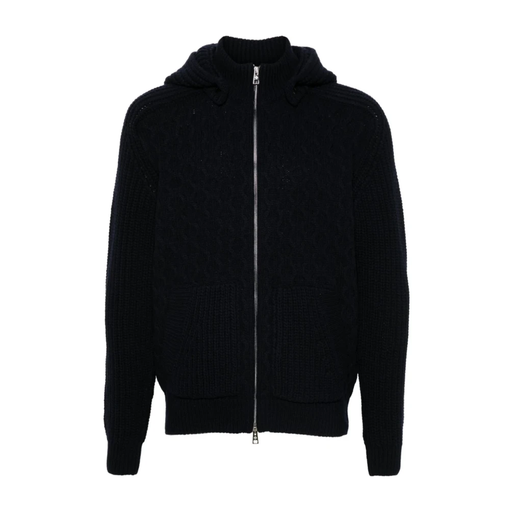 Tagliatore Middernachtblauwe Wollen Cardigan Blue Heren