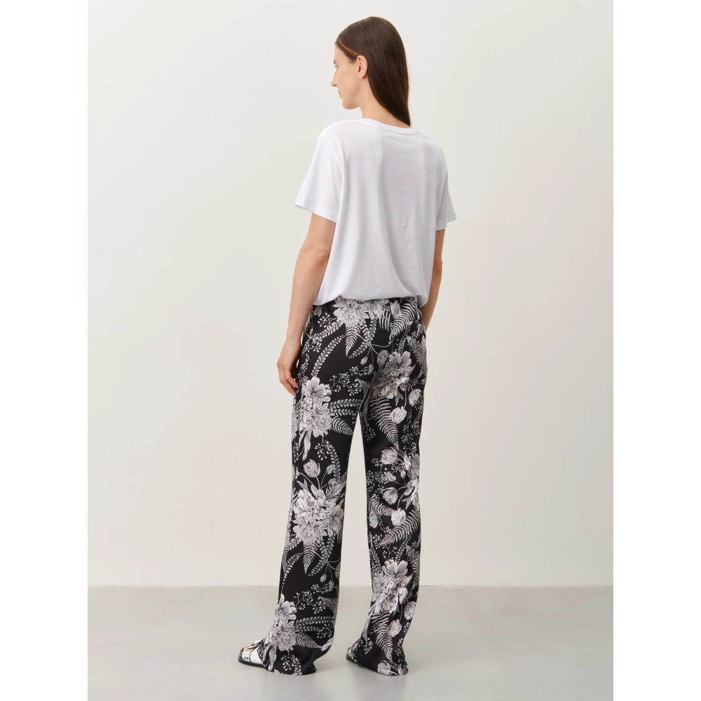 Jane Lushka Bloemen Wijde Pijp Broek Black Dames