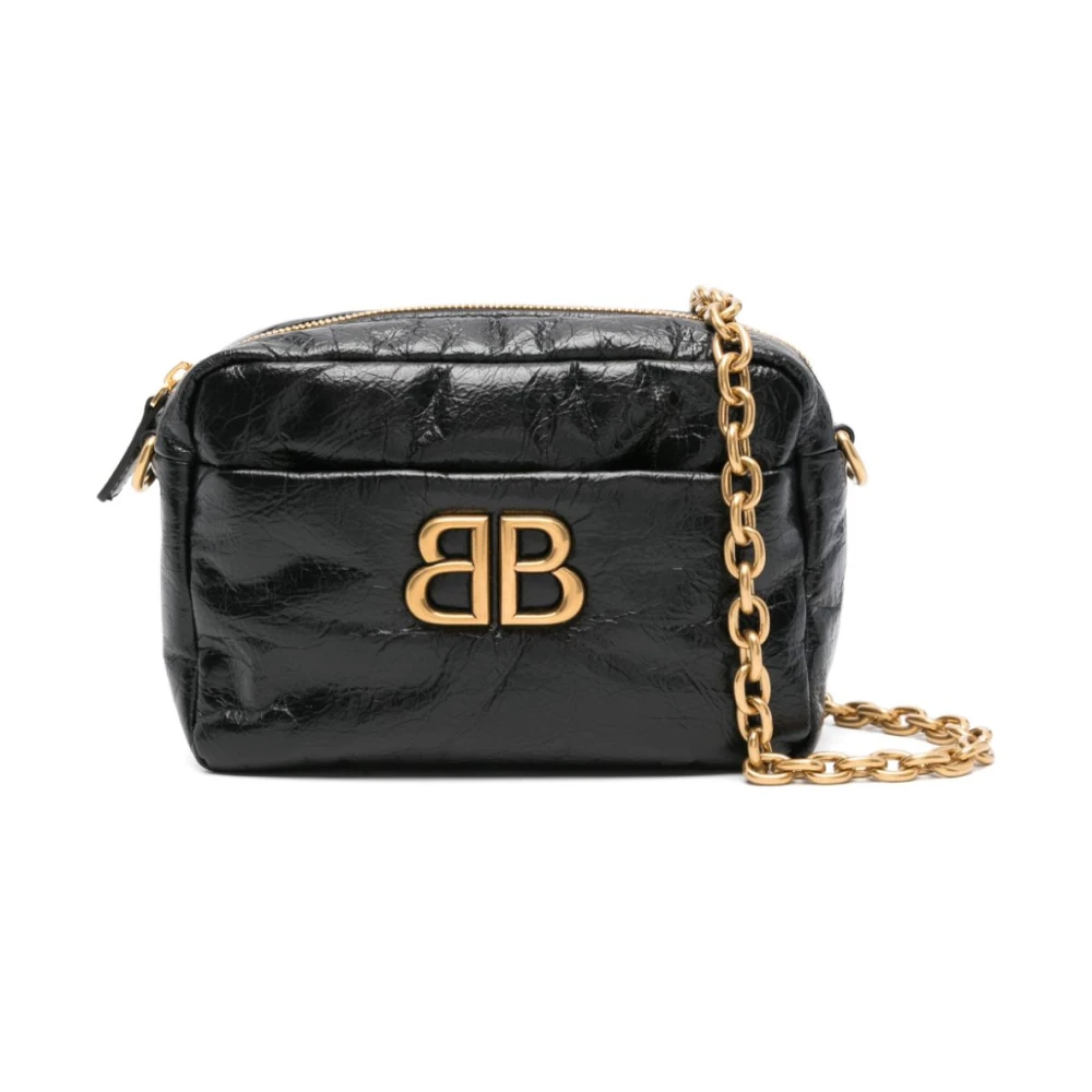 Balenciaga Gekraakt Textuur Leren Schoudertas Black Dames