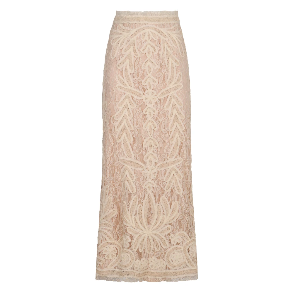 P.a.r.o.s.h. Nixie Midi Rok met Ritssluiting Beige Dames