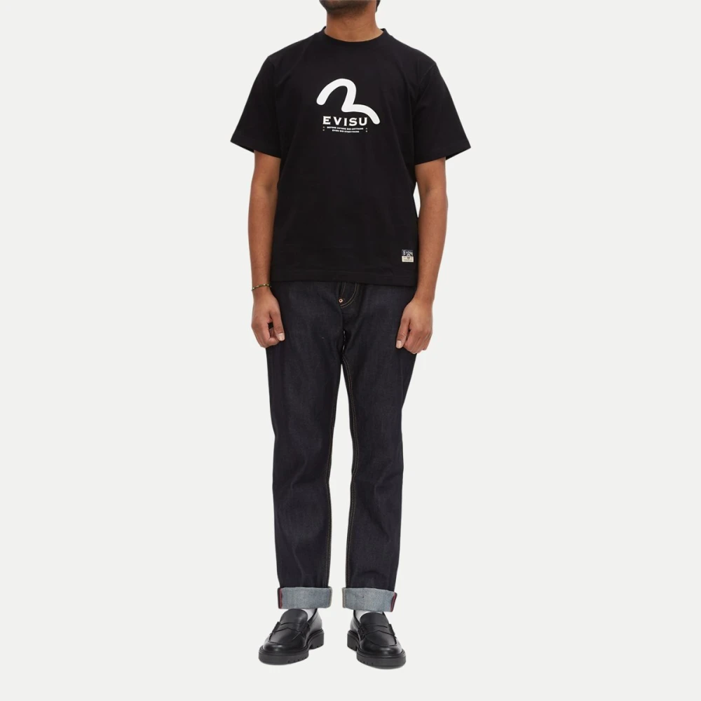 Evisu Zwart Katoen Regular Fit T-Shirt Black Heren