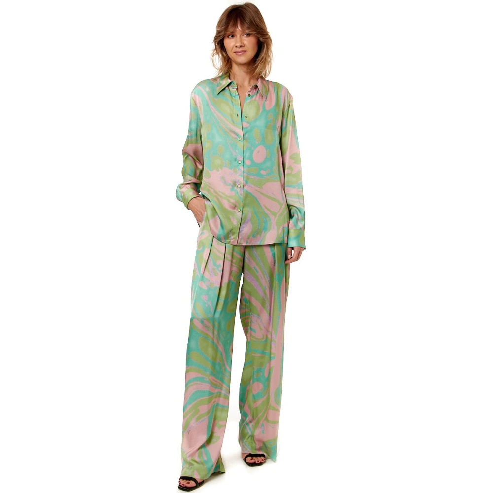 pinko Elegant Satin Lucido Green Pink Multicolor Dames