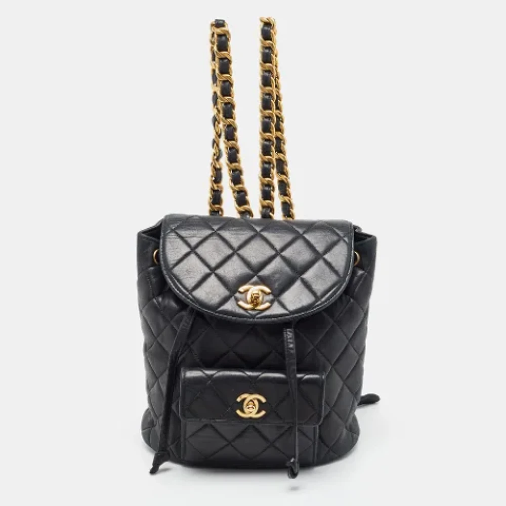 Chanel Vintage Pre-owned Leather backpacks Black Dames