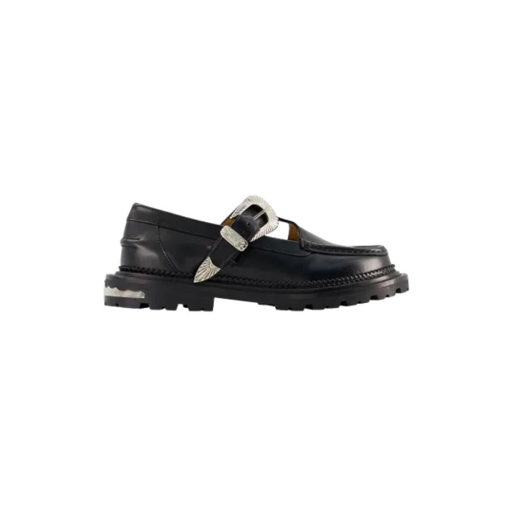 Toga Pulla Zwarte Leren Platte Schoenen Black Dames