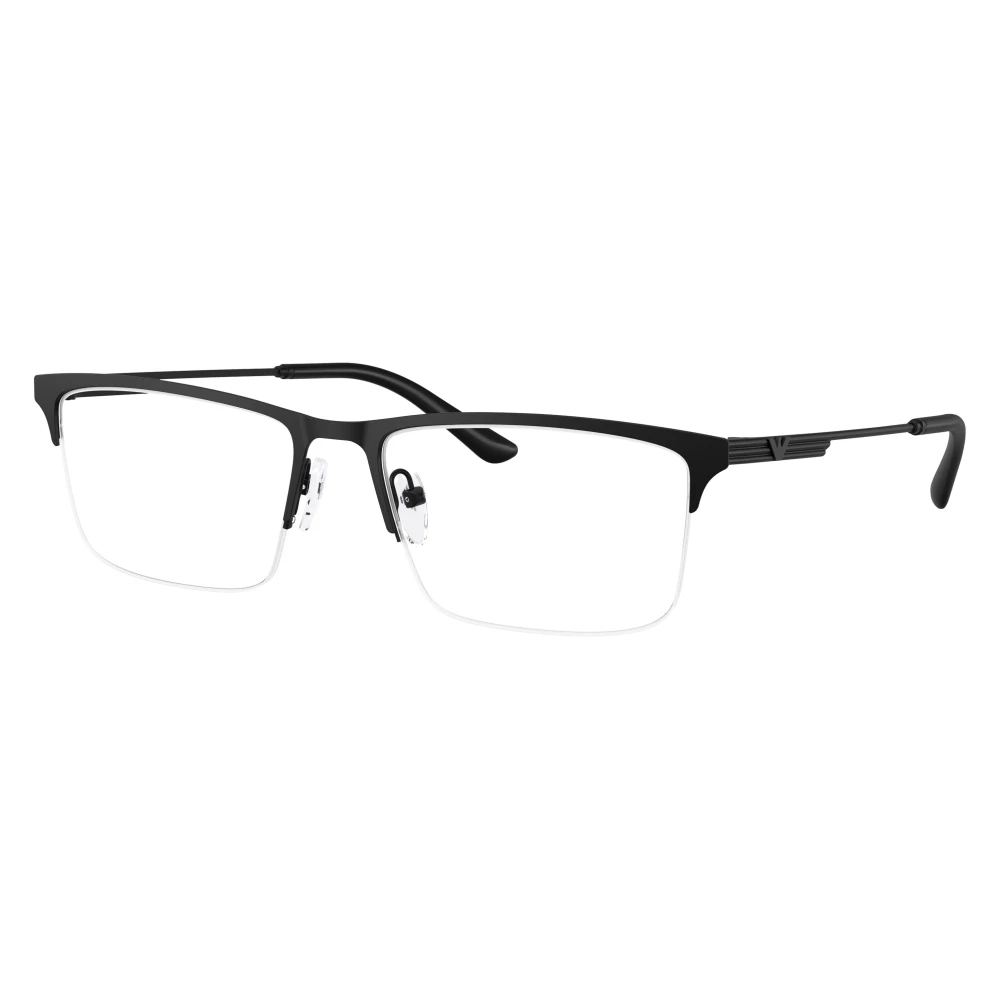 Emporio Armani Unisex Black Semirimless Rectangular Optical Frame