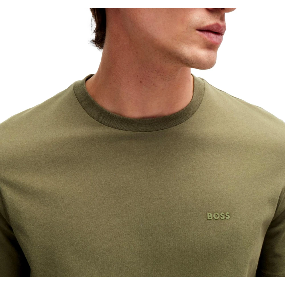 Hugo Boss Groene Katoenen Logo Print T-shirt Thompson Green Heren