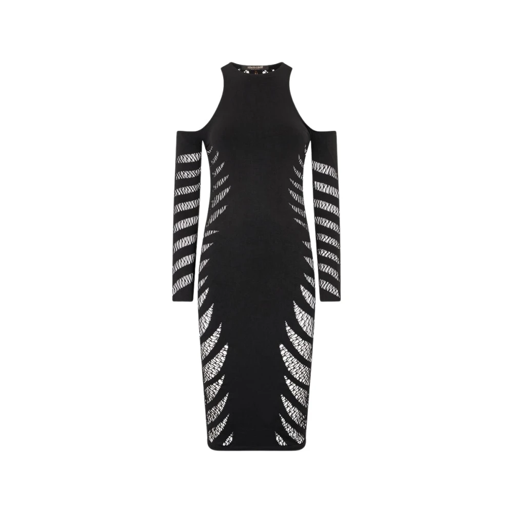 Roberto Cavalli Black Zebra Pattern Midi Dress - Female - Midi Dresses - One Size - Dresses