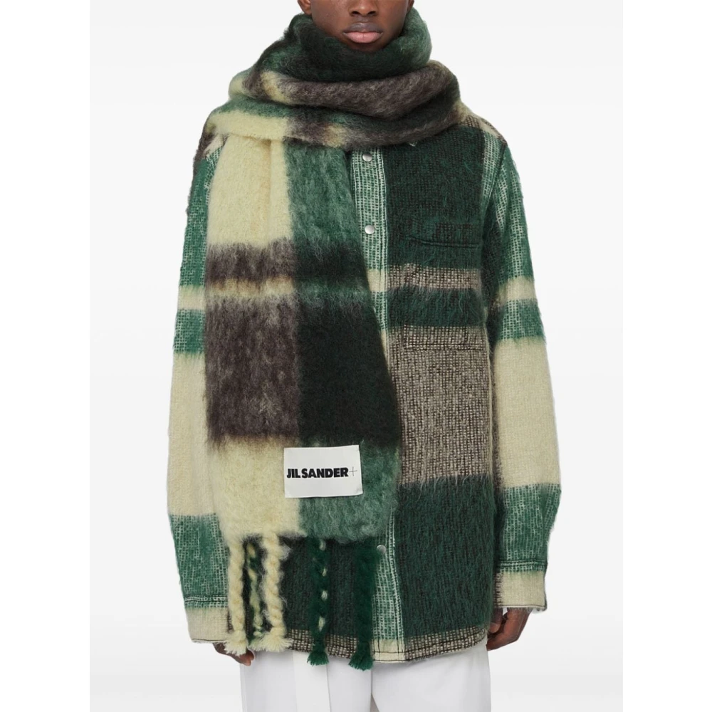 Jil Sander MultiColour Wollen Sjaal met Tartan Check Multicolor Heren