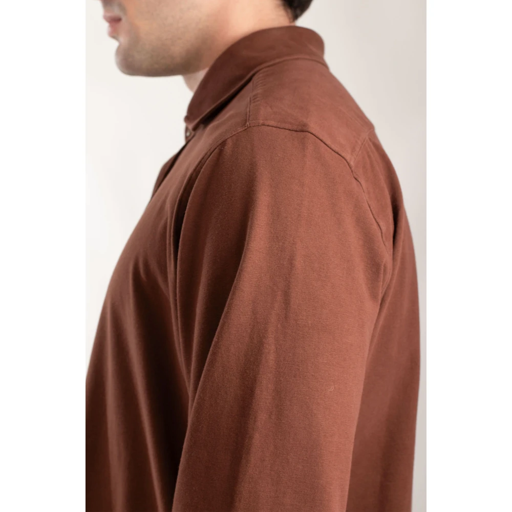 Circolo 1901 Zachte Jersey Shirt met Cashmere Touch Brown Heren