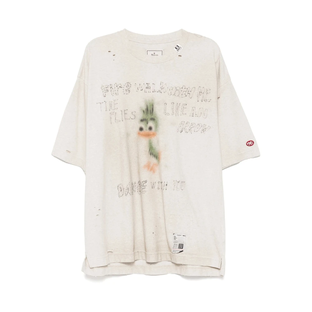 Mihara Yasuhiro Grafische Print Crew Neck T-shirt Gray Heren