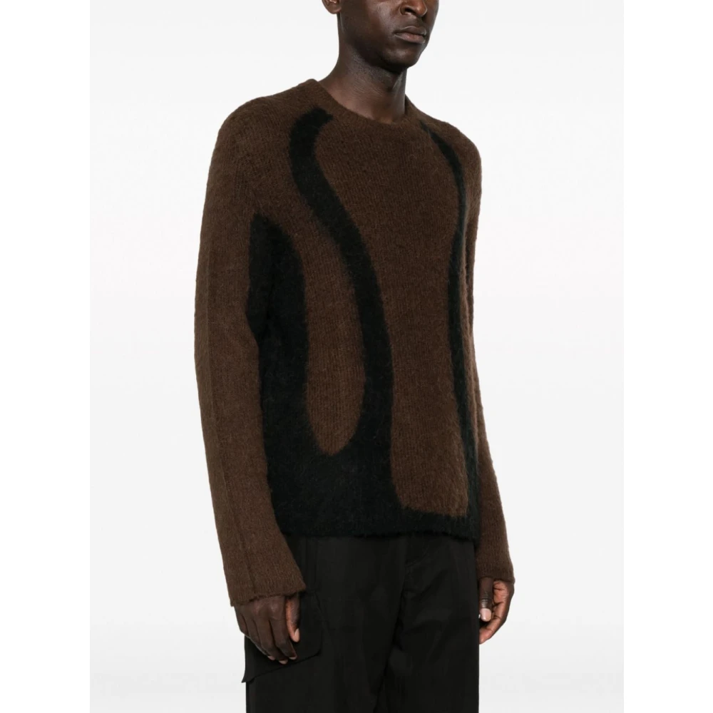 J.l-A.l Grafische Contrast Alpaca Pullover Sweater Brown Heren