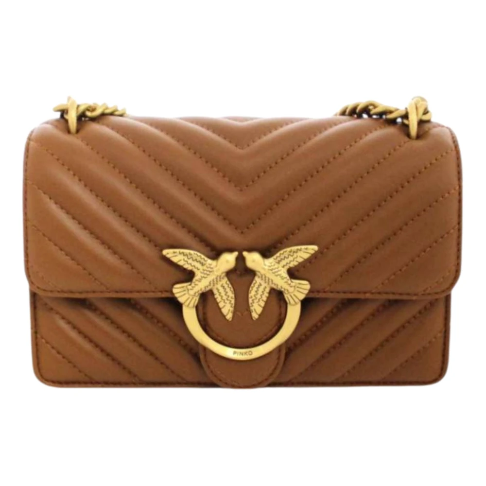 Pinko Bruin Leren Mini Sheep Nappa Tas Brown Dames