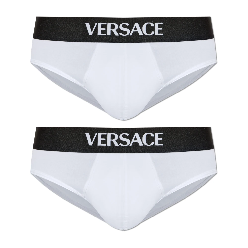 Versace Herr Vit Underkläder L, Bomull, Tvåpack Bomullsbriefs