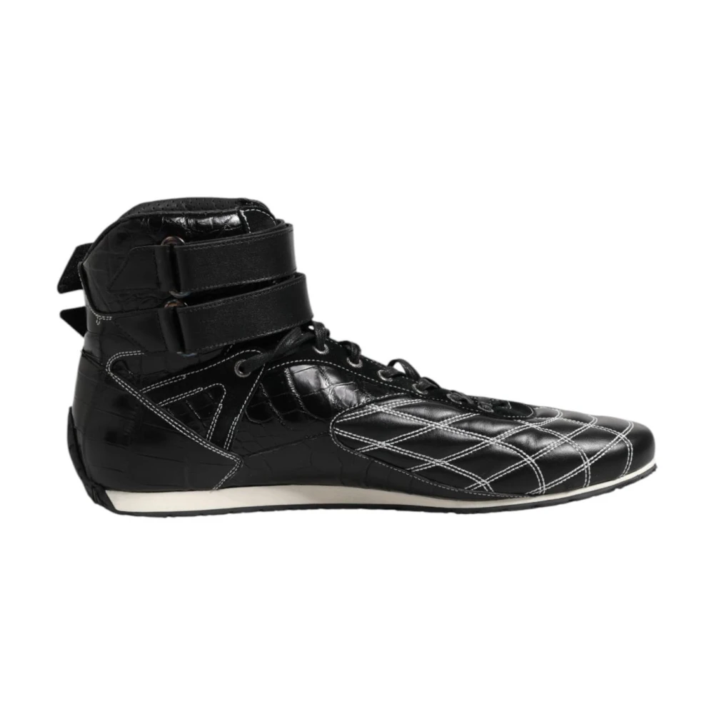 Dolce & Gabbana Luxe Gewatteerde Leren Sneakers met Rubberen Zool Heren Schoenen Zwart
