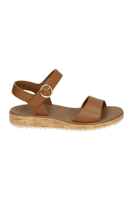 Sportiga Sandaler i Cognac Läder