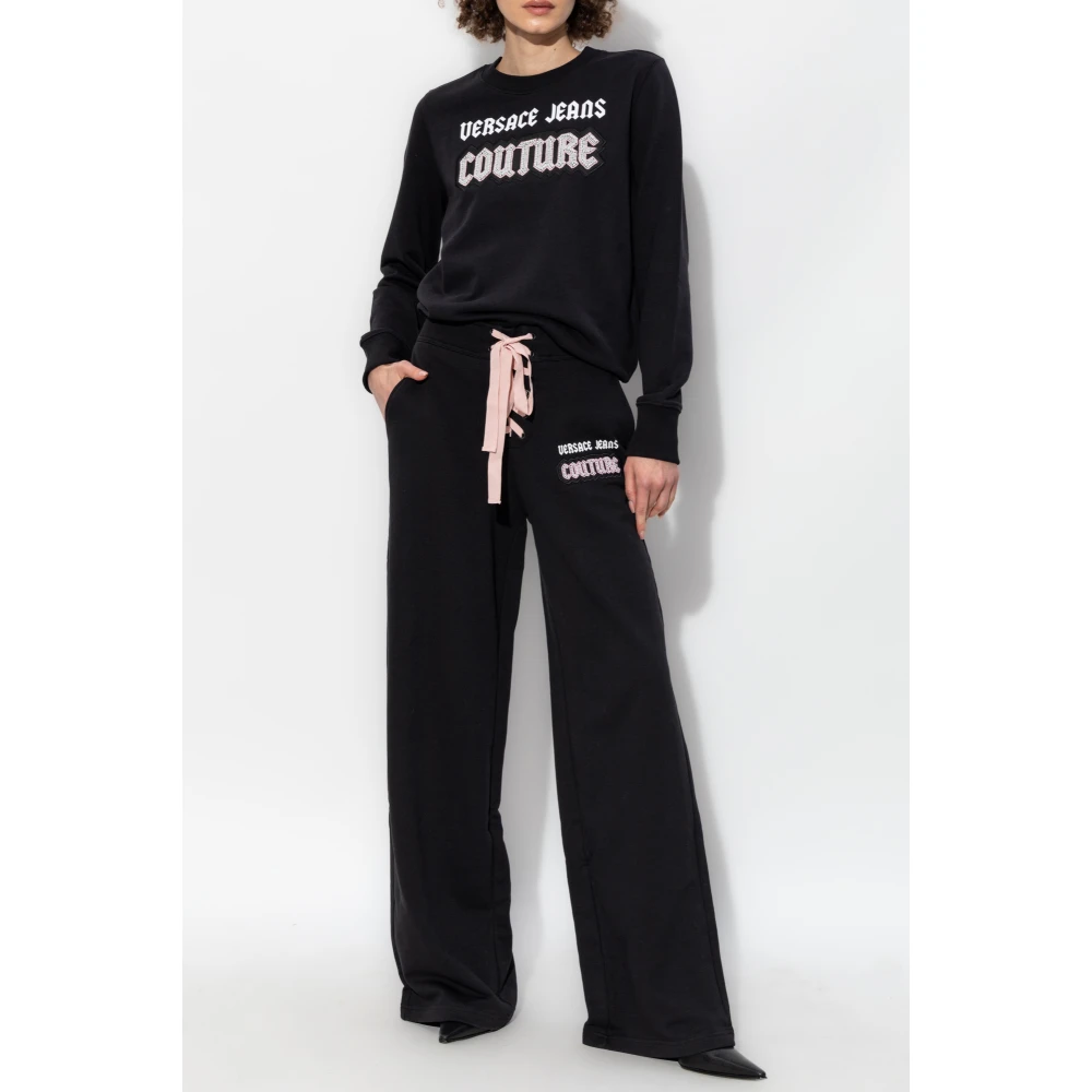 Versace Jeans Couture Sweatshirt met glinsterende applicaties Black Dames