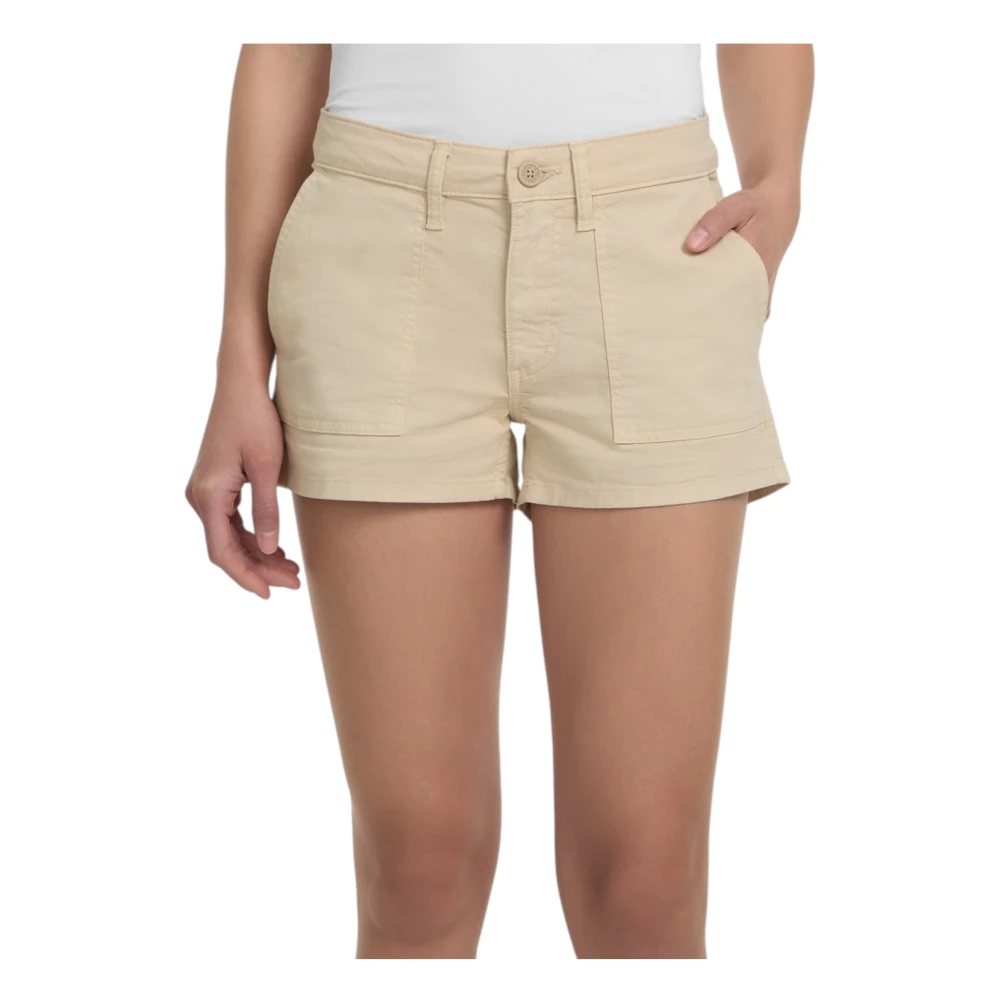 Guess Women's Beige Denim Shorts, W28, Denim Utility Shorts