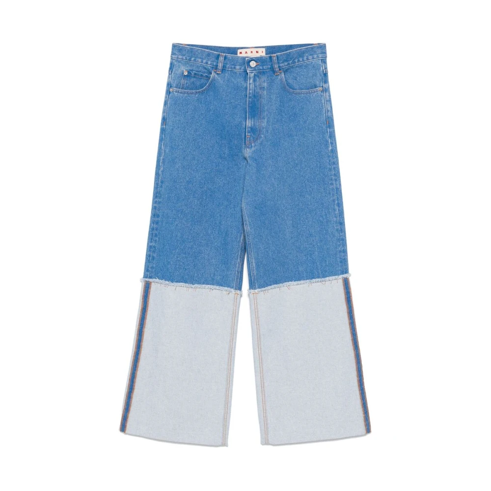 Marni Blauwe Denim Wide Leg Jeans Blue Heren